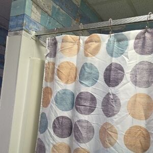 Polka Dot Shower Curtain - Blue, Purple, Tan